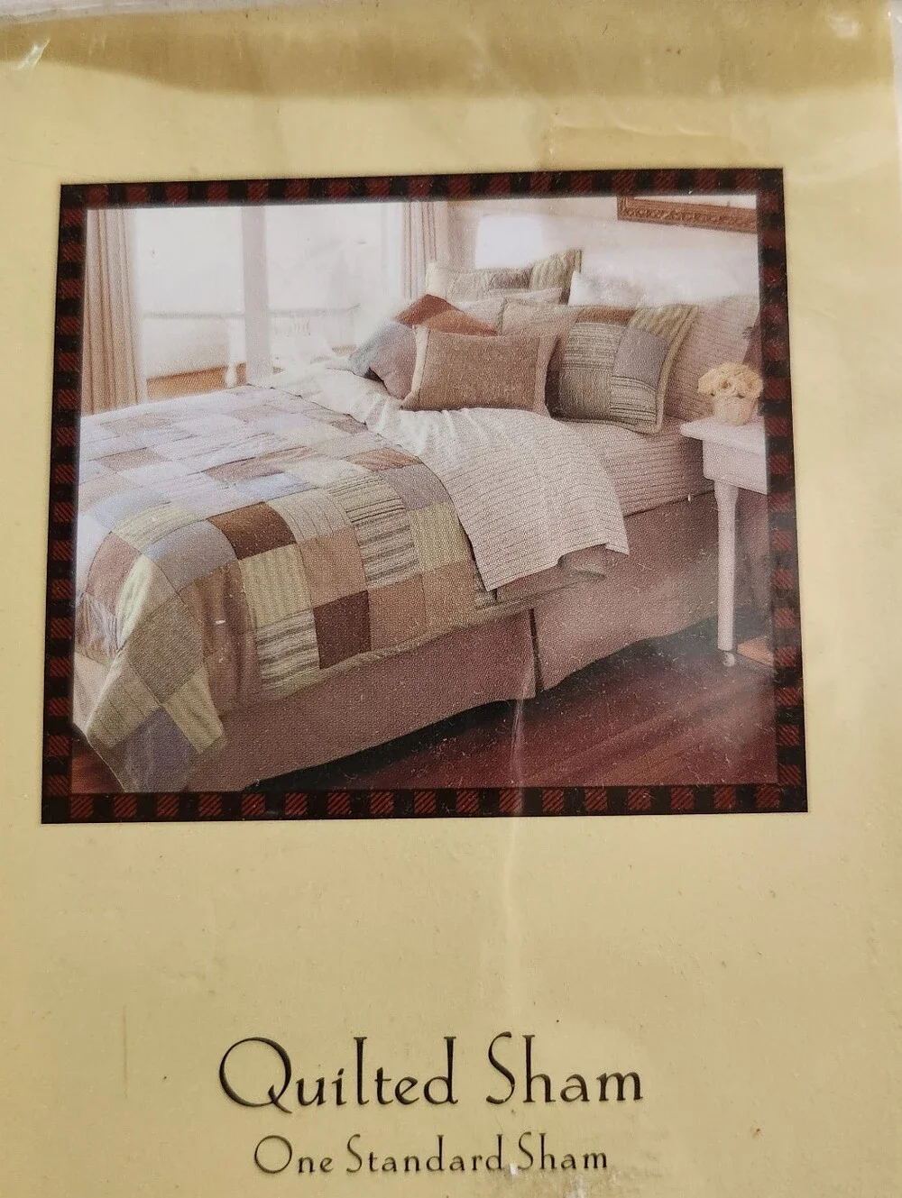 Vintage Woolrich Linen Cotton Patchwork Standard Pillow Sham Cottage Shabby Chic